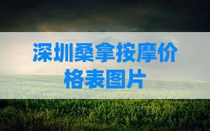 深圳桑拿按摩价格表图片