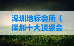 深圳地标会所(深圳十大顶级会所)