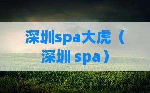 深圳spa大虎(深圳 spa)
