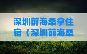 深圳前海桑拿住宿(深圳前海桑拿住宿价格)